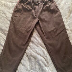 Woman Within Elastic Waist Brown Pull Up Pants (785)